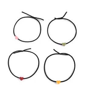 Bonitas coleteras coreanas corazón negro bandas elásticas pulsera accesorios set
