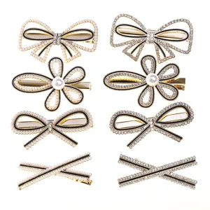 Pinces à cheveux nœud perle strass alliage style coréen joli set accessoire femme