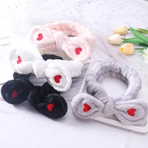 Plüsch Make-up Stirnband weiche Schleife Haargummi Damen Waschgesicht Haarband 4 Stk