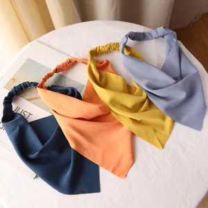 Femme unie mousseline bandeau de cheveux foulard triangulaire élastique accessoires chic
