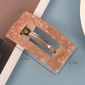 Rechthoekige acetaat haarclip in Koreaanse stijl elegante roze haarklem voor vrouwen
