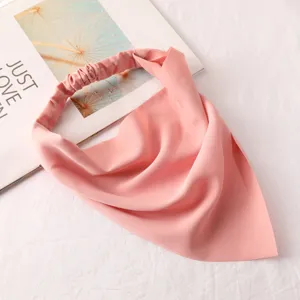Bandeau triangulaire en mousseline rose uni foulard accessoire de cheveux femme