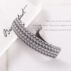 Korean style acrylic curved hair clip with chic checkerboard pattern for daily elegant hairstyles.