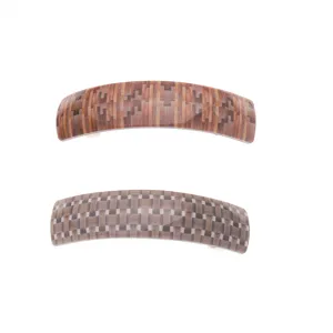 Korean acrylic curved spring hair clips set, elegant plaid geometric design barrettes for women.