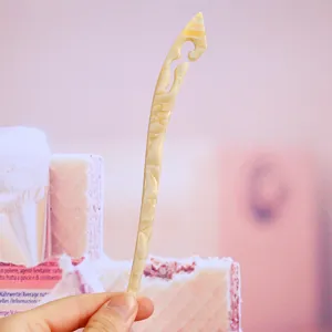 Vintage acetate hair stick with hollow cloud pattern, minimalist hair fork for women buns.