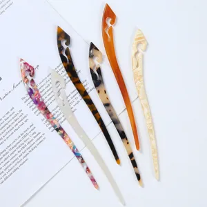 Vintage Cellulose Acetate Hair Sticks Chinese Style Hollow Cloud Pattern Hair Chopsticks Pins For Women Hair Styling Headwear Jewelry