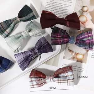 Handmade Fabric Plaid Bow Hair Clip Sweet JK Bowknot Duckbill Side Clip Hairpin For Women Girls Hair Accessories