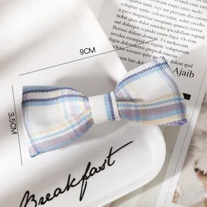Cute plaid bow hair clip for women, sweet Japanese style fabric hair barrette for daily wear.