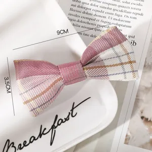 Korean style plaid bow hair clip sweet JK aesthetic cute hair accessory for women