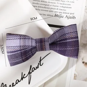 Korean style purple plaid bow hair clip sweet cute fabric hair accessory for women daily wear