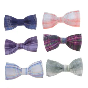 Set of 6 plaid bow hair clips, sweet JK style fabric hairpins for cute daily hair styling.