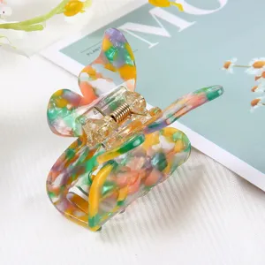 Colorful butterfly hair claw clip, acetate marble hair catch for women and girls daily wear.