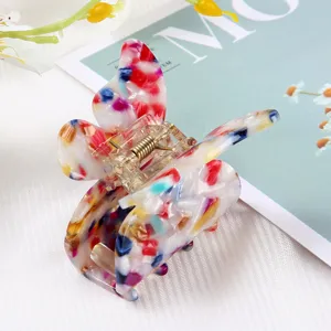 Colorful acetate butterfly hair claw clip, marble pattern hair accessory for women.