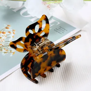 Tortoiseshell Butterfly Hair Claw Clip Acetate Hair Catch Metal Spring Elegant Hair Accessory