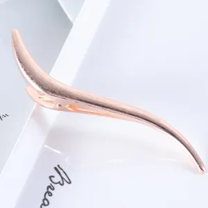 Rose gold metallic hair clip S-shaped curved duckbill pin elegant hair styling accessory