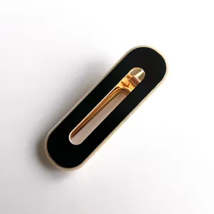 Minimalist black and white acrylic hair clip detail, elegant oval barrette for daily wear.