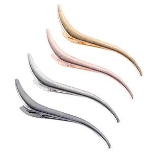 Four colors brushed metal S-shaped hair clips, elegant duckbill clip for women updos.