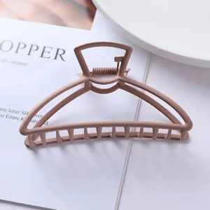 Metal hair claw clip matte brown geometric arch design stylish hair accessory for women daily wear