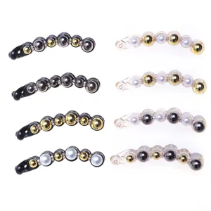 Korean style hair banana clips with pearls and rhinestones, minimalist ponytail hair accessories.
