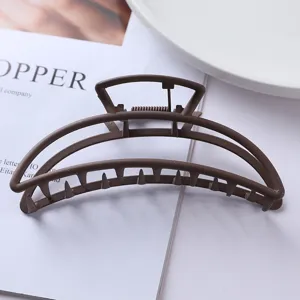 Dark brown geometric metal hair claw clip matte finish fashion hair accessories for women daily wear