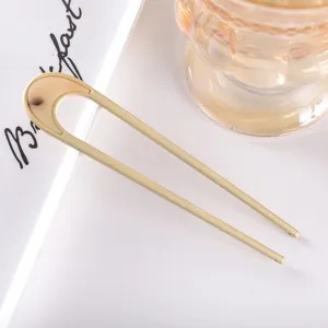 Minimalist matte metal U-shaped hair pin hairpin bun maker elegant hair accessories detail