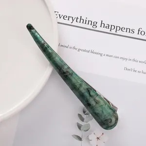 Green acetate hair clip elegant marble hairpin for women updo styling metal top clip