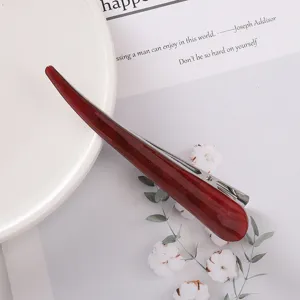 Red acetate duckbill hair clip minimalist metal styling accessory for women elegant daily wear