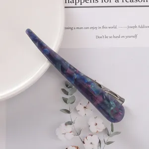 Korean Acetate Hair Clip Blue Acrylic Duckbill Hairpin Metal Updo Hair Accessory for Women