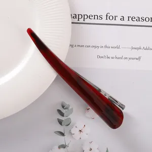 Tortoiseshell acetate hair clip elegant metal duckbill clip for women daily hair styling detail