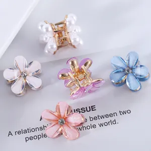 Koreanische Mini Haarklammern Set süße Blumen Perle Strass Haarschmuck für Damen