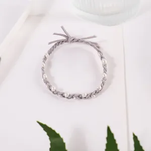 Korean Braided Artificial Pearl Hair Ties Bowknot Elastic Hair Bands Ponytail Holders For Women Daily Hair Accessories