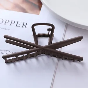 Dark brown matte metal hair claw clip geometric minimalist hair accessory for women styling
