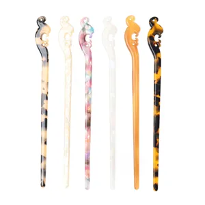Minimalist hollow acetic acid hair stick versatile Chinese style bun hairpin for women.