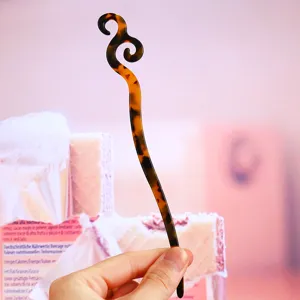 Tortoiseshell acetate hair stick elegant zodiac hairpin back head bun styling fashion accessory