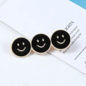 Korean style black and white smiley face acrylic hair clip, cute daily side hairpin accessory.