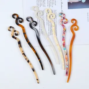 Vintage Zodiac Cellulose Acetate Hair Stick Constellation Hair Fork Fashion Hair Pin Retro Hair Accessories Women Gift