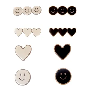 Chic black white hair clips cute smiley face love heart side clips minimalist hair accessories