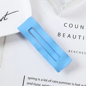 Matte blue rectangular hairpin minimalist hair clip stylish daily hair accessory for women