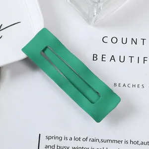 Green matte rectangular hair clip elegant hair accessory for women daily casual fashion styling