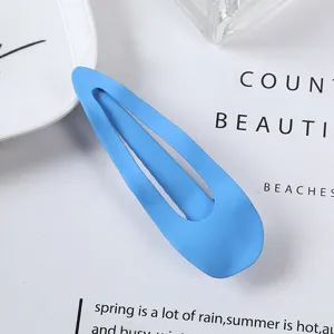 Blue matte metal drop hair clip fashion minimalist side hairpin styling accessory