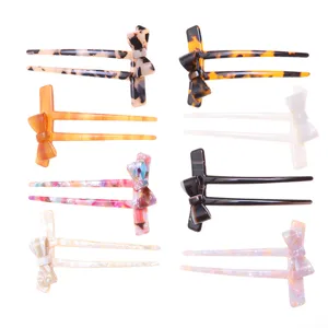 Acetat Schleife Haargabel U-Haastab fur Damen Hochsteckfrisur eleganter Vintage Haarschmuck