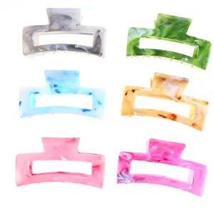 Bunte hohle rechteckige Haarkralle glänzendes Wolkenmuster Haarspange für Damen neu