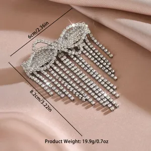 Spilla fiocco nappa strass elegante spilla cristallo scintillante per accessori abbigliamento donna