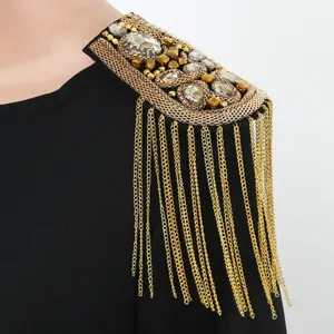 Spallina a Frangia in Metallo Stile Punk Vintage Britannico Con Strass in Lega di Zinco Distintivo per Abbigliamento DIY