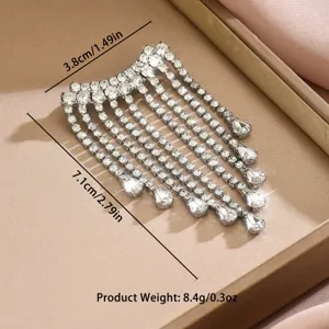 Spilla con frange di strass argento cristallo multi-filo elegante accessorio donna