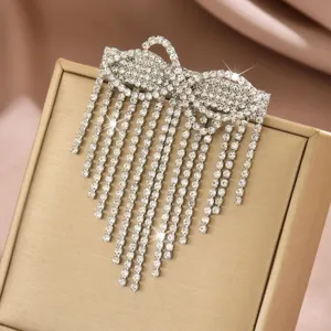 Elegante spilla con nappe in strass da donna, lucida spilla di cristallo per abiti chic.