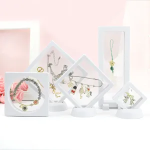 PE Folie schwebend Schmuck Display Boxen transparente Aufbewahrung Box Ring Armband