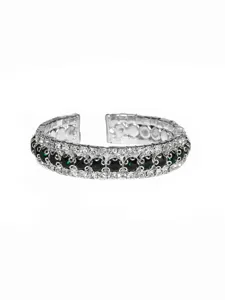 Vintage Palast Stil glitzernde Strass offene Armspange, dreireihiger Luxus Kristallschmuck.