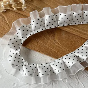 Λευκή δαντέλα με πουά για ράψιμο DIY, διακόσμηση φορεμάτων κούκλας και αξεσουάρ ένδυσης.