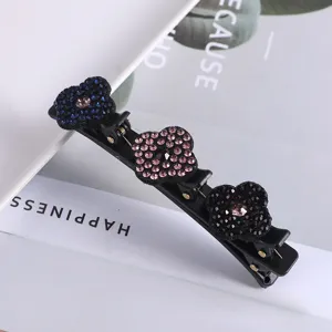 Meerlaagse strass bloem haarspeld, zwarte eendenbek clip voor dames haarstyling.